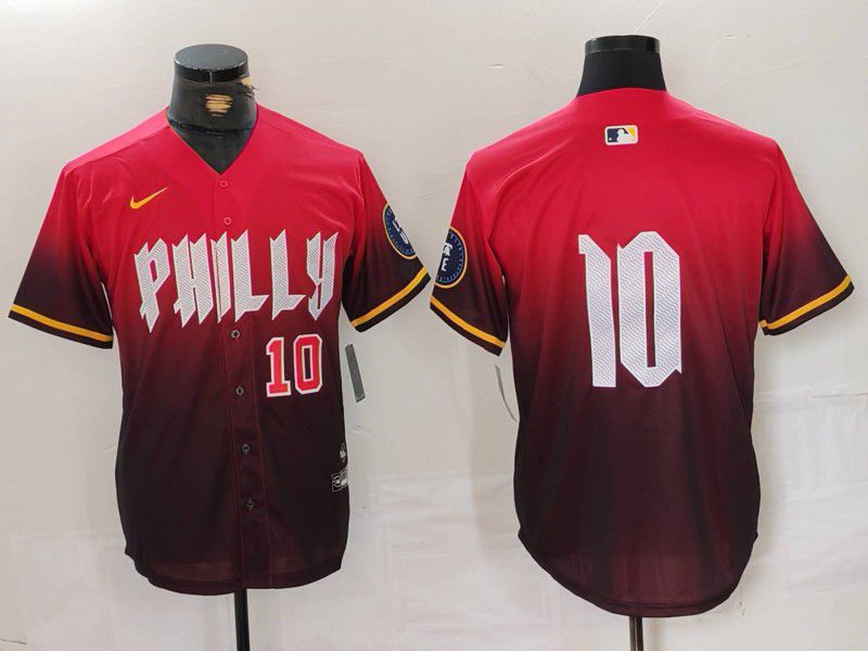 Men Philadelphia Phillies #10 No name Red City Edition 2024 Nike MLB Jersey style 5->san francisco giants->MLB Jersey